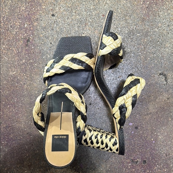 Dolce Vita Black and Cream Braided Mules - Picture 4 of 6
